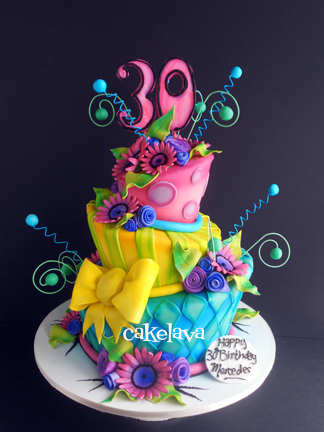 Brightly Colored Birthday Cake