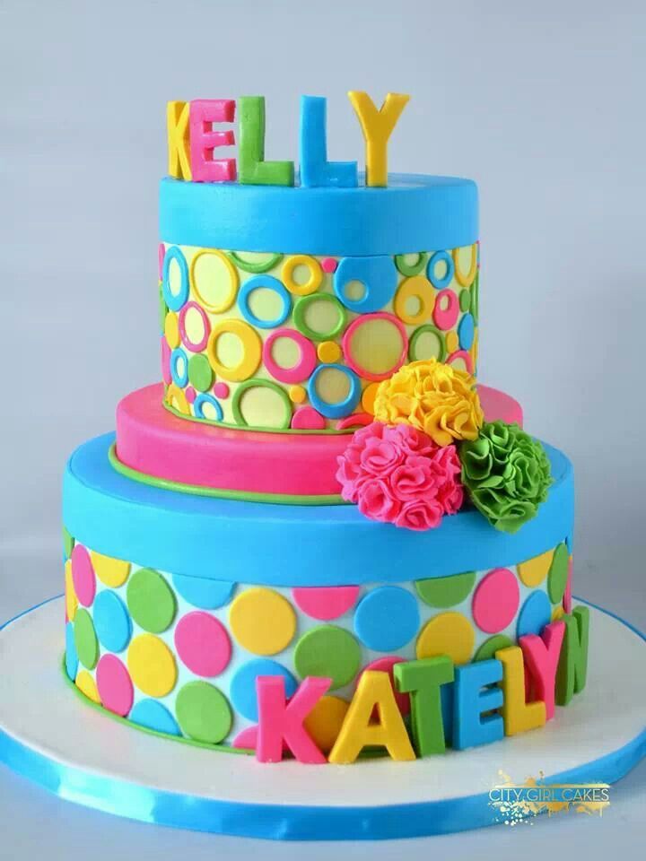 Colorful Girls Birthday Cake