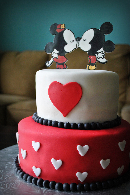 Disney Mickey and Minnie Engagement Cake