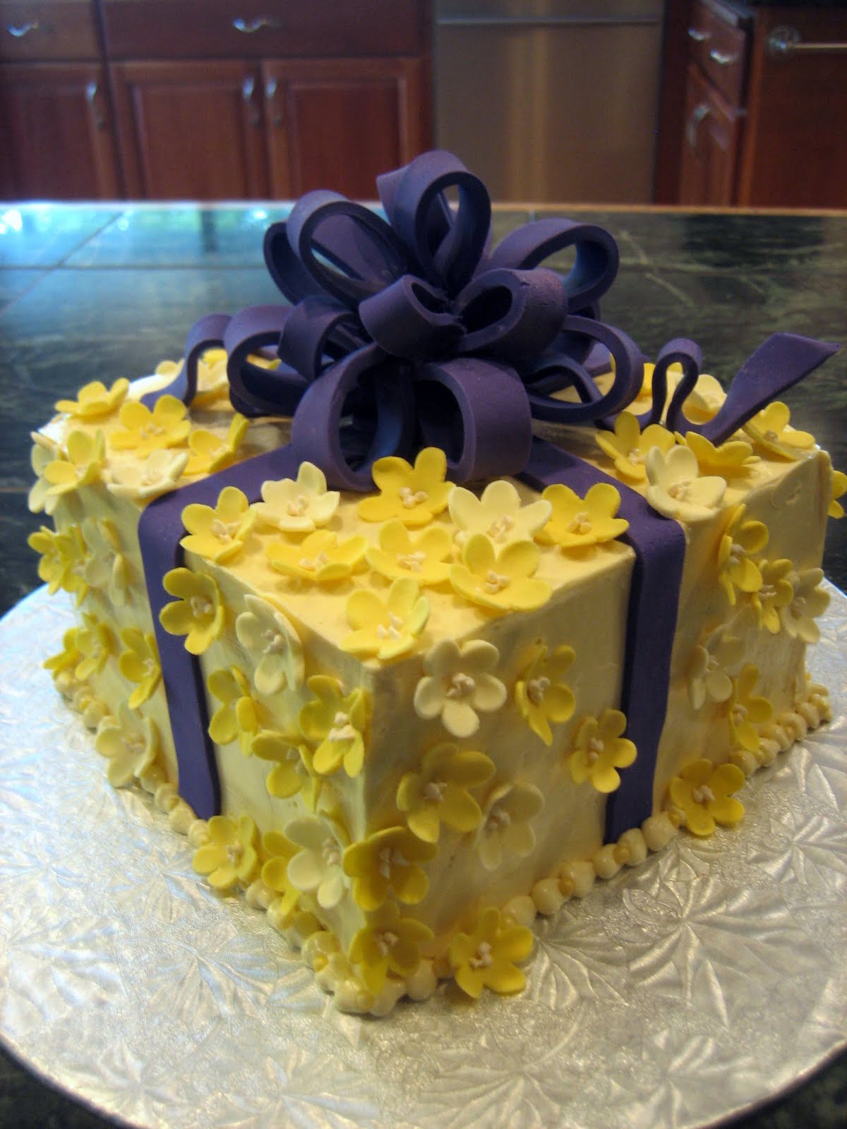 Elegant Birthday Cakes Purple and Yellow