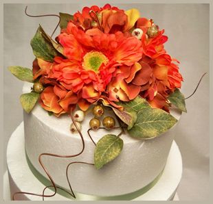 9 Photos of Silk Flower Decorations For Cakes