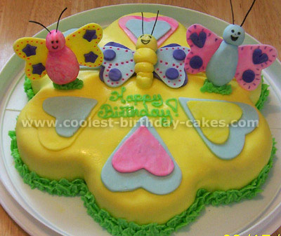 Flowers and Butterflies Birthday Cake