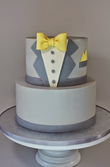 Grey Tuxedo Grooms Cake