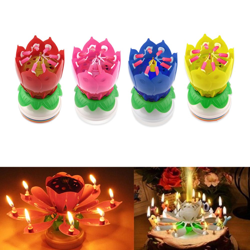 Lotus Flower Candles Birthday Cake