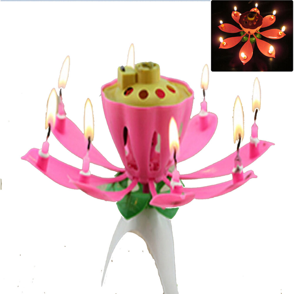 Lotus Flower Candles Birthday Cake