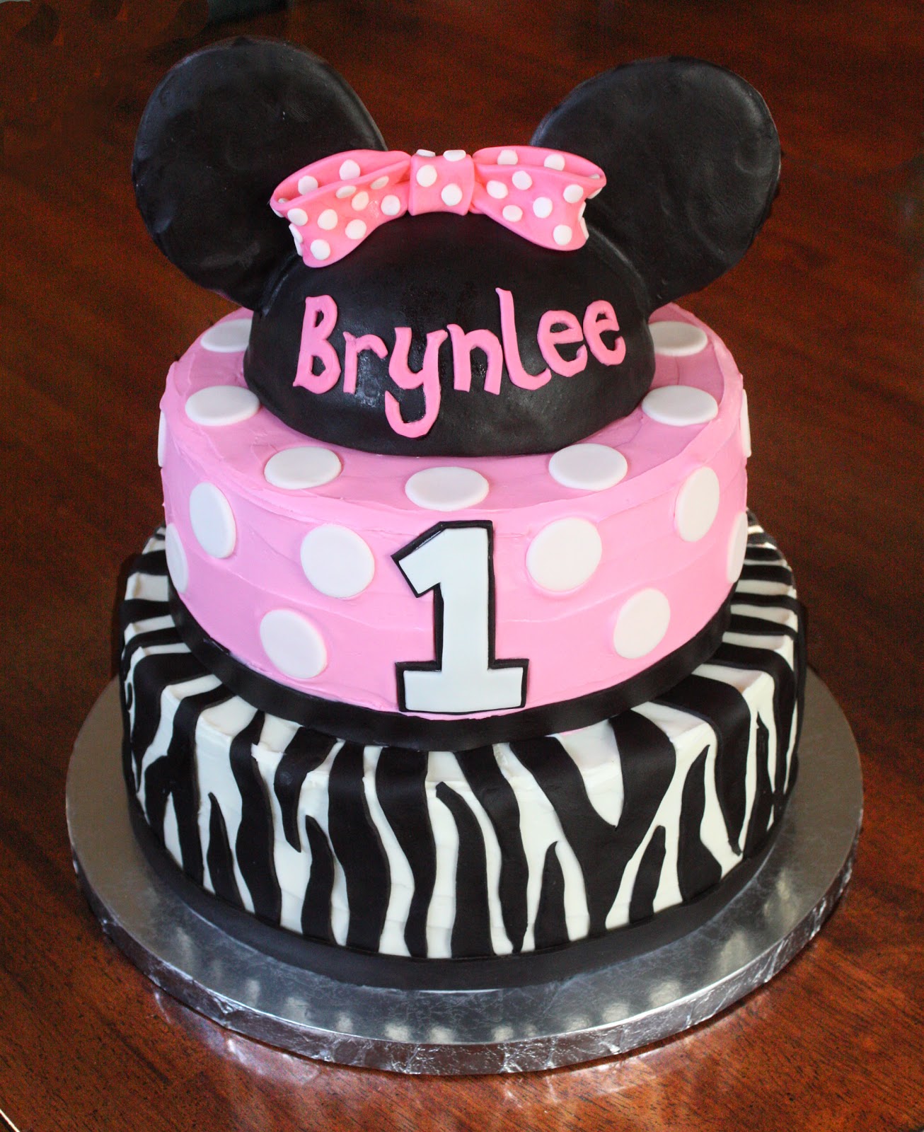 Minnie Mouse Zebra Birthday Cake