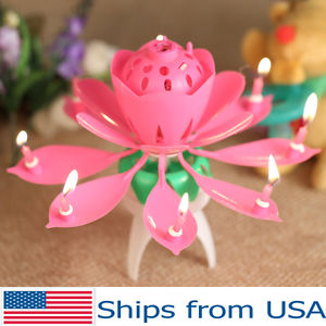 Musical Birthday Candle Lotus Flower