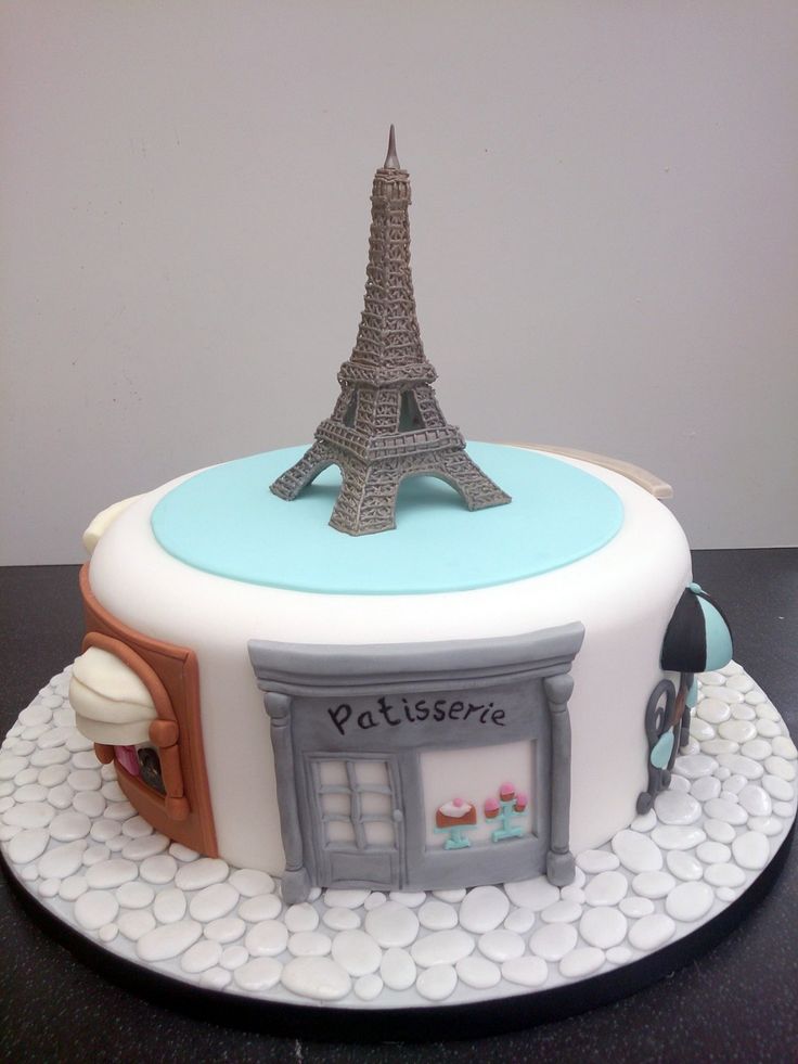 Paris Eiffel Tower Themed Cake