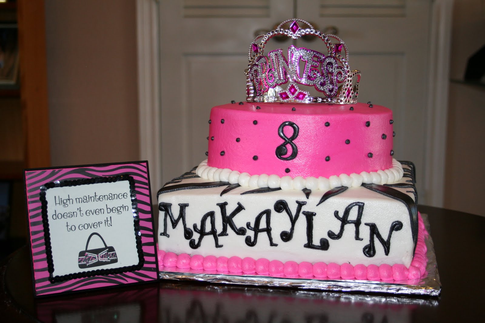 Pink and Black Zebra Birthday Cake