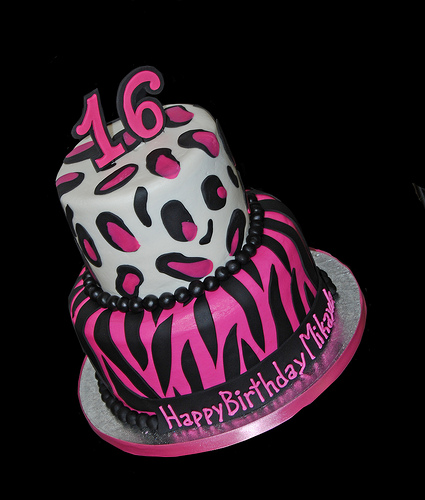 Pink and Black Zebra Print Cake