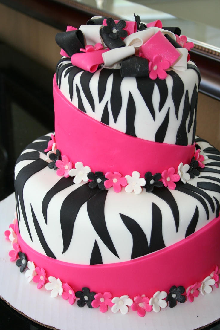 12 Photos of Pink N Black Zebra Birthday Cakes