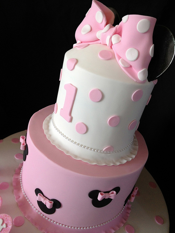 Pink Minnie Mouse First Birthday Cake