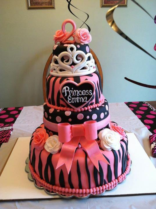 Pink Zebra Princess Birthday Cake