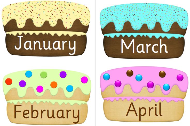 Printable Month Birthday Cakes