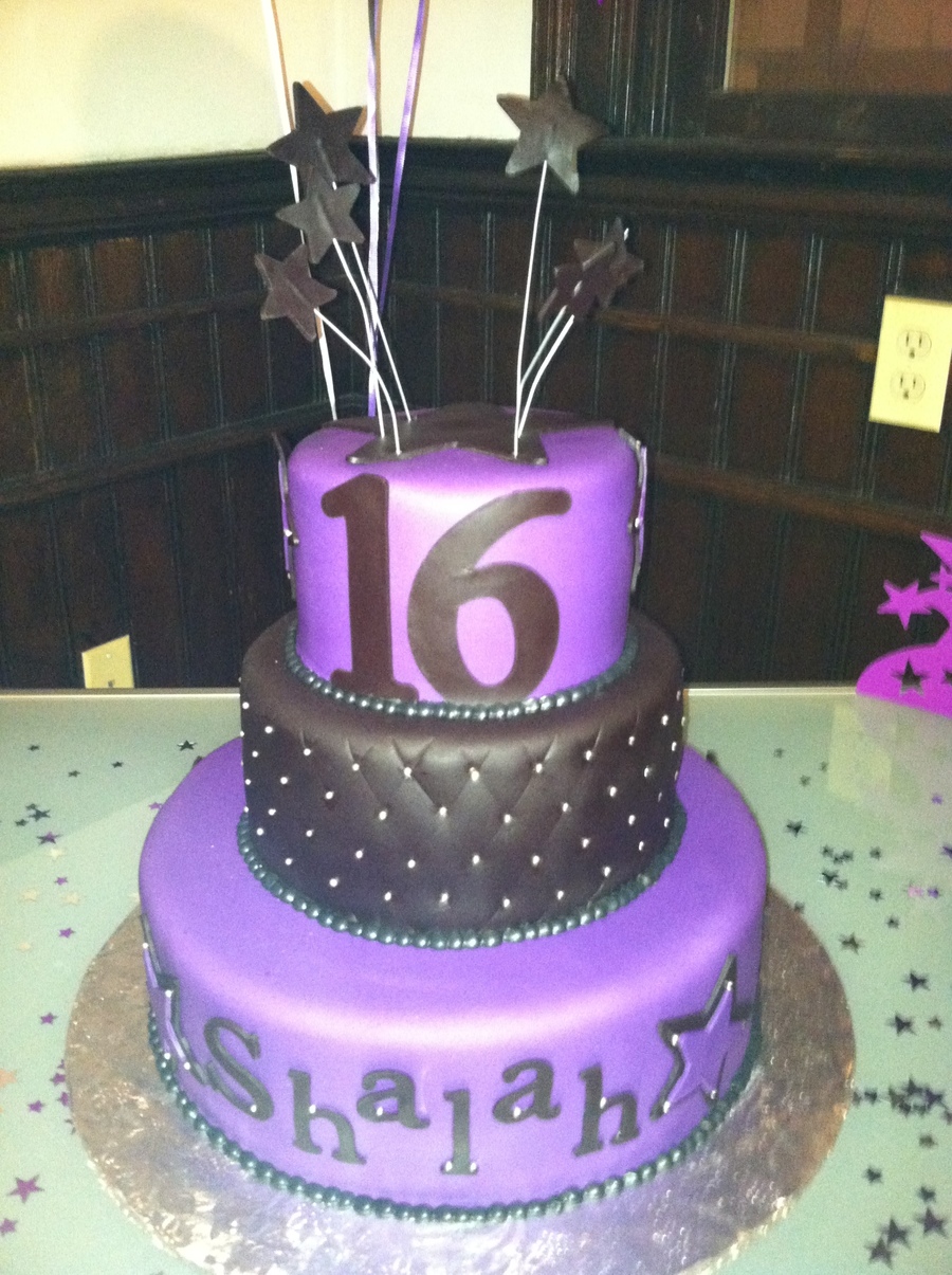 Purple and Black Sweet 16 Cake