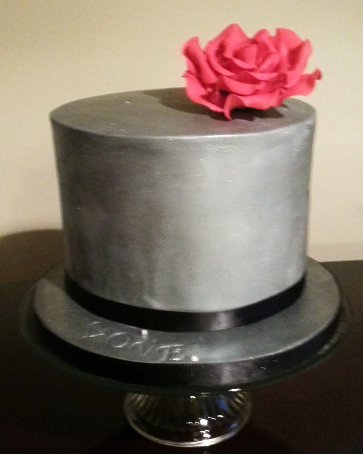 Red Black and Silver Birthday Cake