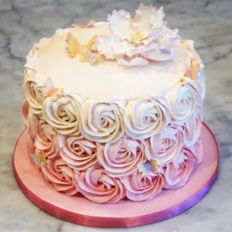 Rose Swirl Cake with Butterflies