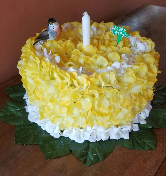 Silk Flower Birthday Cake