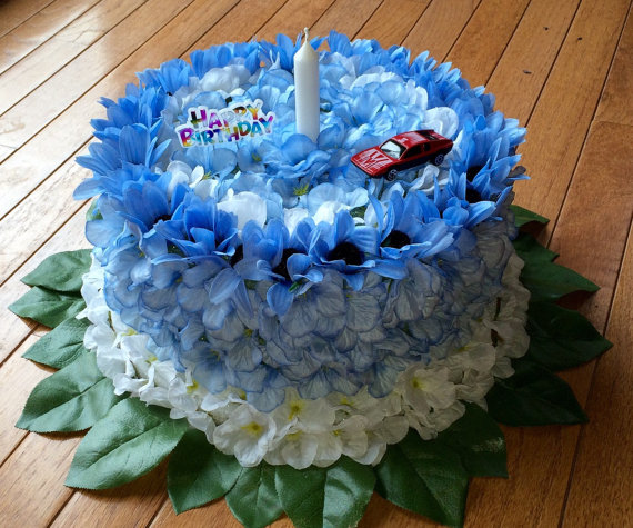 Silk Flower Birthday Cake