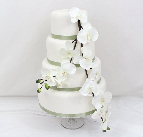 Silk Flower Wedding Cake Toppers