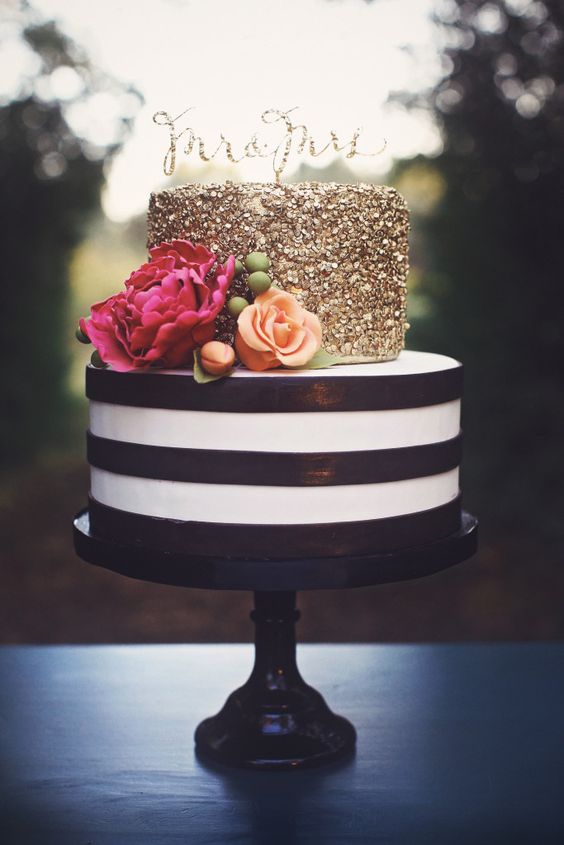 White and Gold Elegant Birthday Cakes