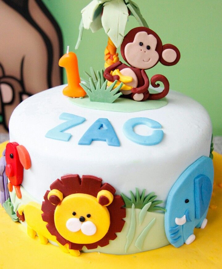 Zoo Animal Themed Birthday Cake