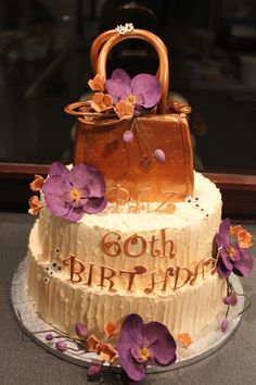 3 Tier Birthday Cake with Orchids