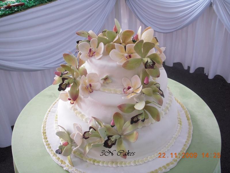 3 Tier Wedding Cake with Orchids