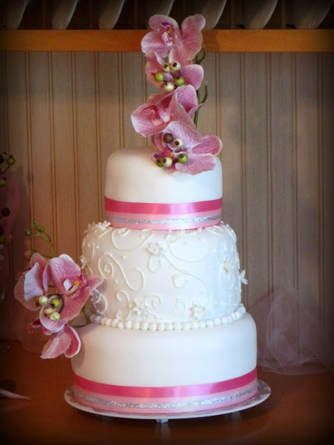 3 Tier Wedding Cake with Orchids