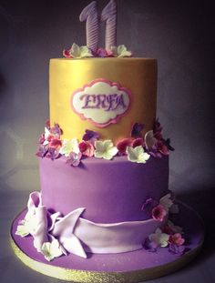 Birthday Cake Gold Purple