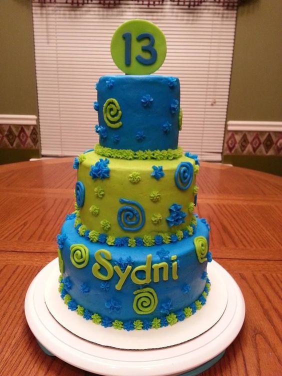 Blue and Lime Green Birthday Cakes