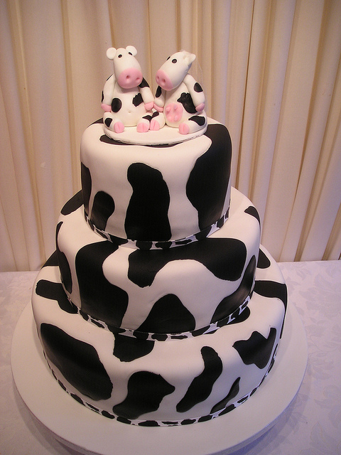 Cow-Themed Wedding Cake