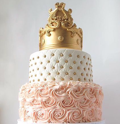 Gold and Pink Baby Shower Cake