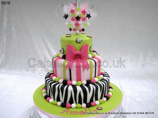 Lime Green and Black Birthday Cake