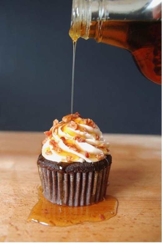 Maple Bacon Cupcakes with Chocolate Frosting