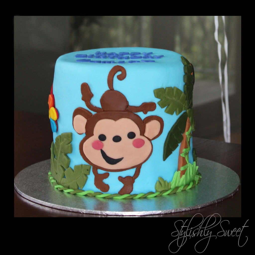 Monkey 1st Birthday Cake