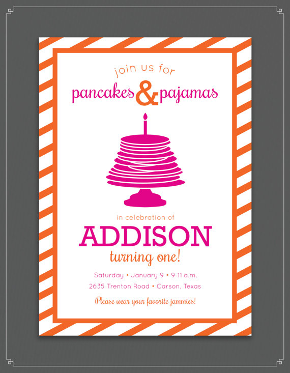 Pancakes and Pajamas Birthday Party Invitations