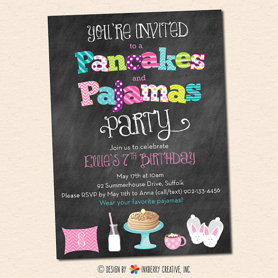 Pancakes and Pajamas Party Invitations