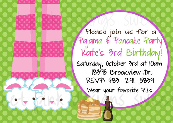 Pancakes and Pajamas Party Invitations