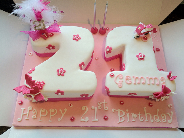 Pink 21st Birthday Cake