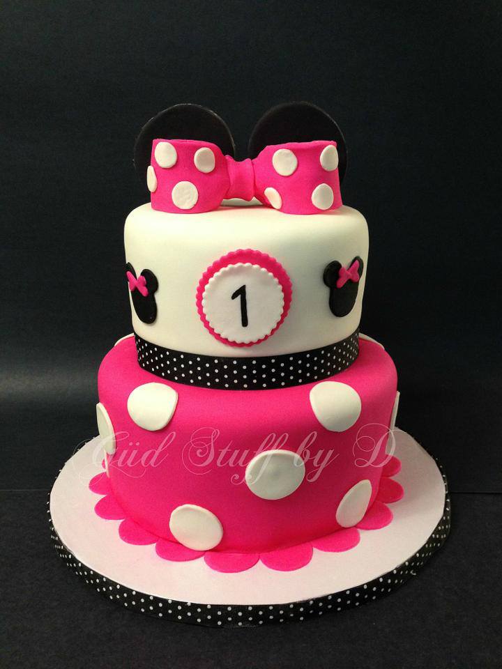 Pink and Black Minnie Mouse Birthday Cake