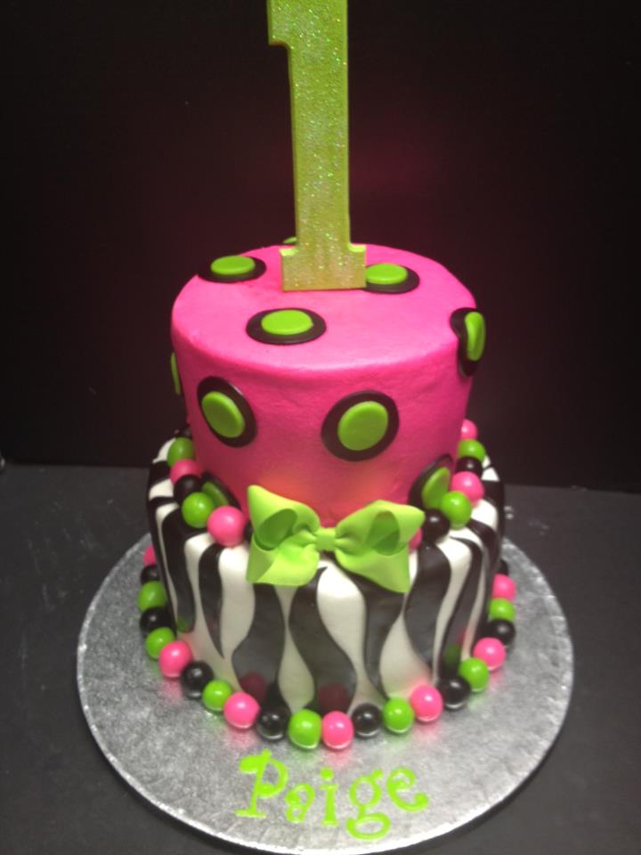 Pink Black and White Birthday Cake