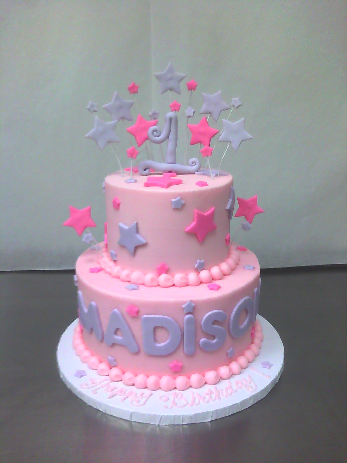 Purple and Pink 1st Birthday Cake