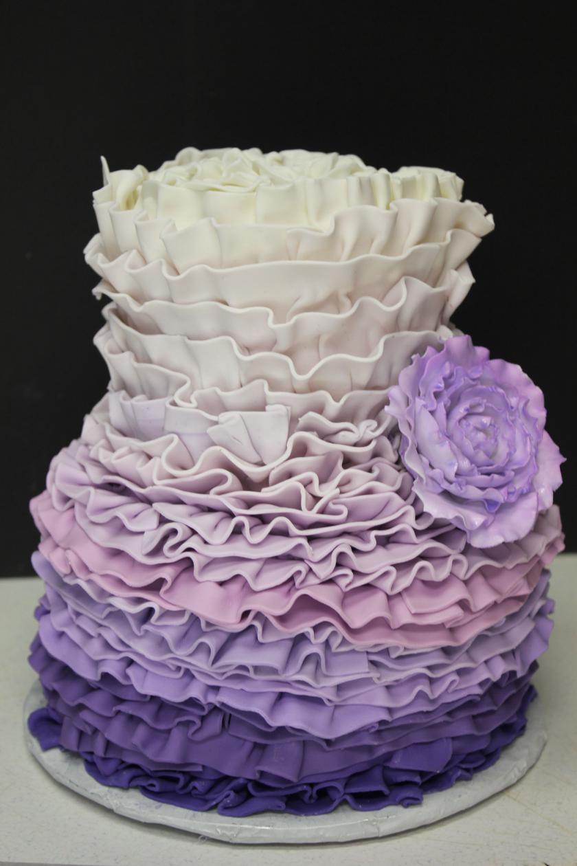 Purple Ombre Ruffle Cake