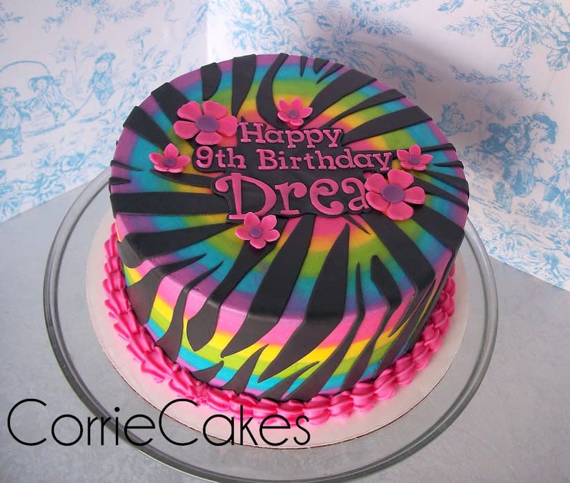 Rainbow Zebra Birthday Cake