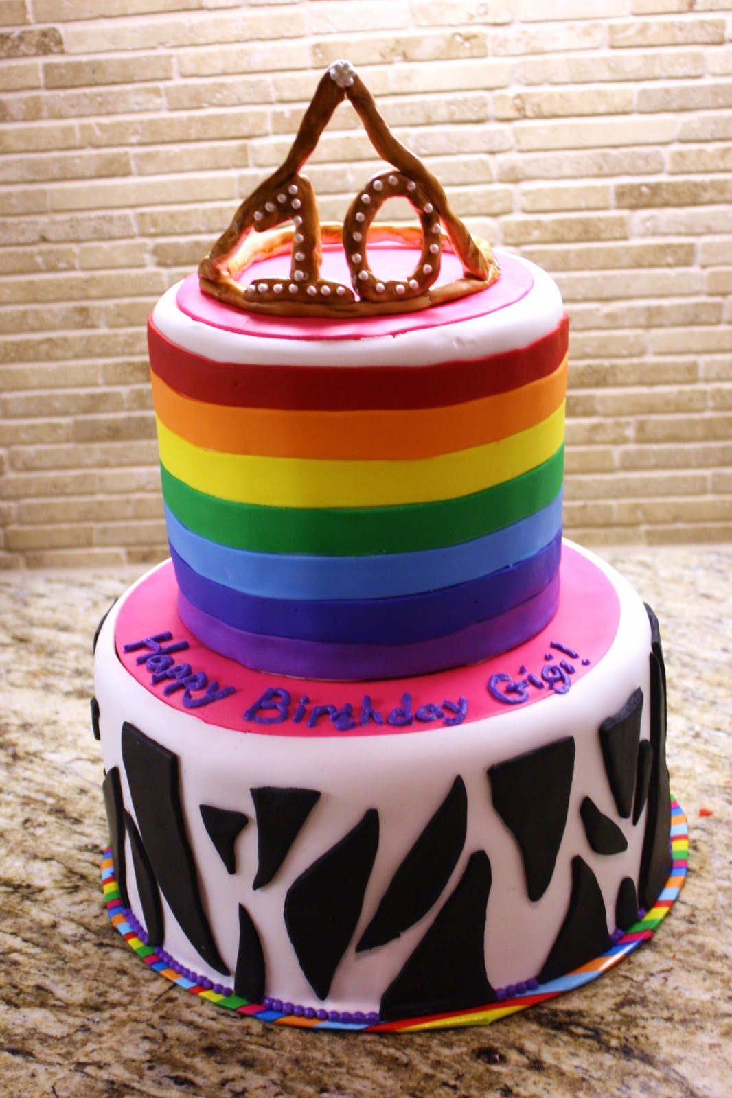 Rainbow Zebra Birthday Cake