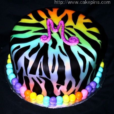 Rainbow Zebra Print Cake