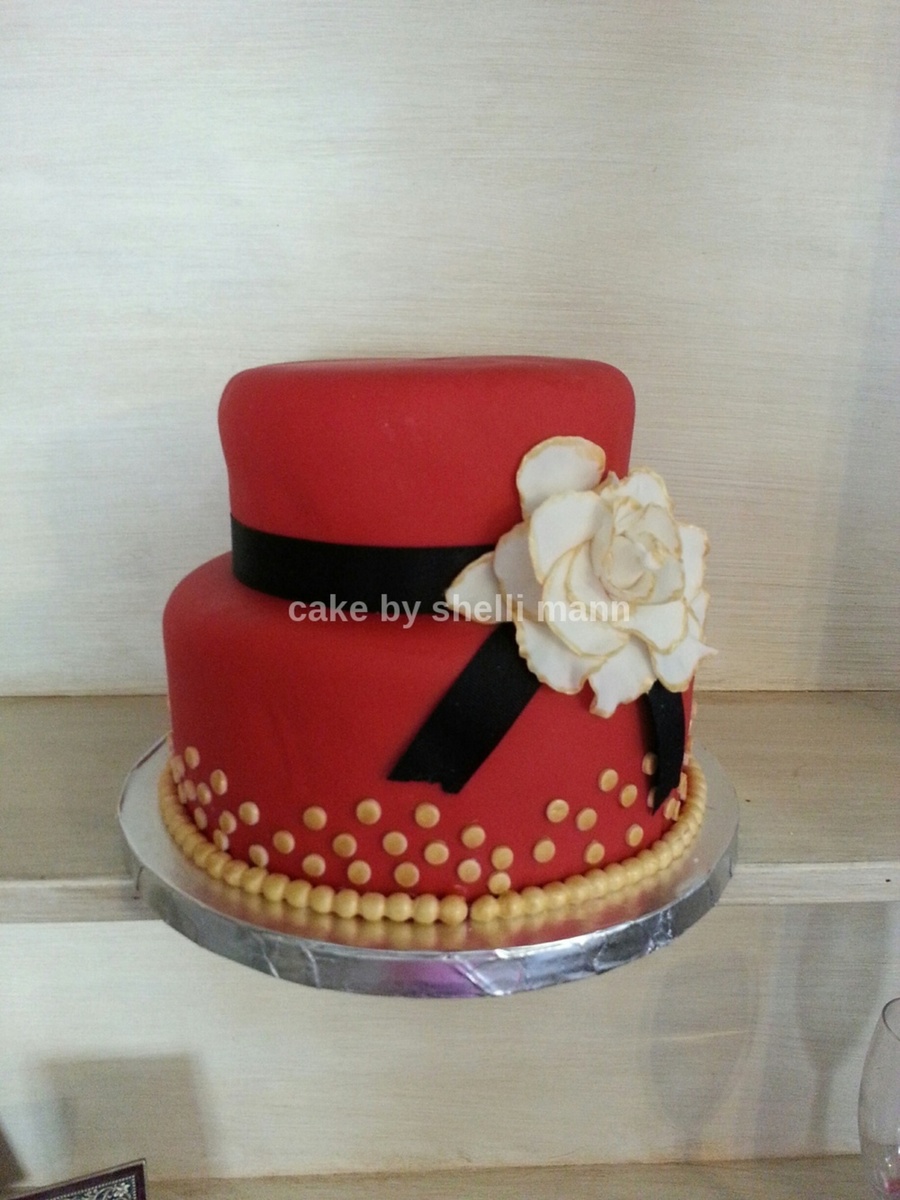 Red Black and Gold Birthday Cake