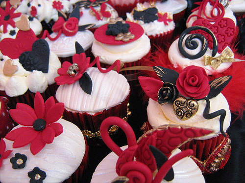 Red White and Black Wedding Cupcake