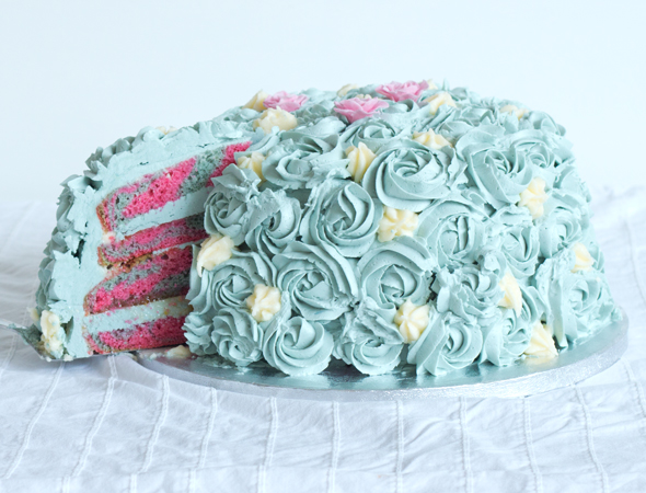 Rose and Zebra Birthday Cake